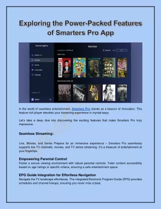 Exploring the Power-Packed Features of Smarters Pro App