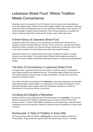 Lebanese Street Food_ Where Tradition Meets Convenience