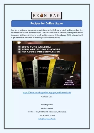 Recipes for Coffee Liquor
