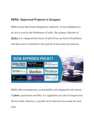 rera approved projects in gurgaon
