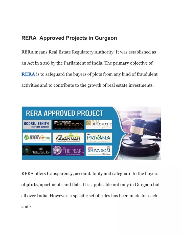 rera approved projects in gurgaon