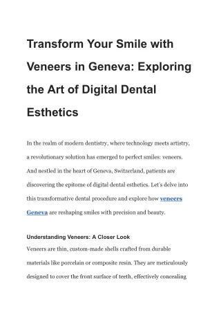 Transform Your Smile with Veneers in Geneva_ Exploring the Art of Digital Dental Esthetics