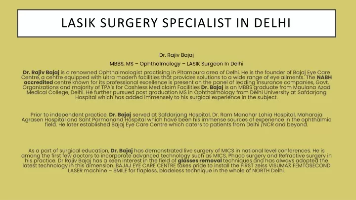 lasik surgery specialist in delhi