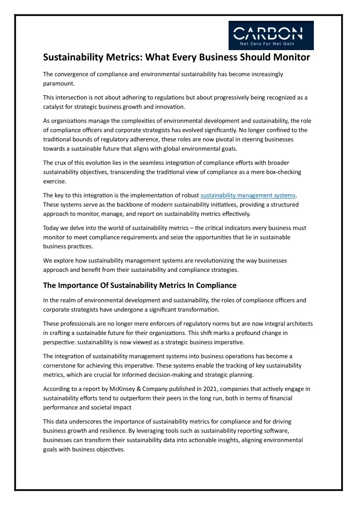 sustainability metrics what every business should