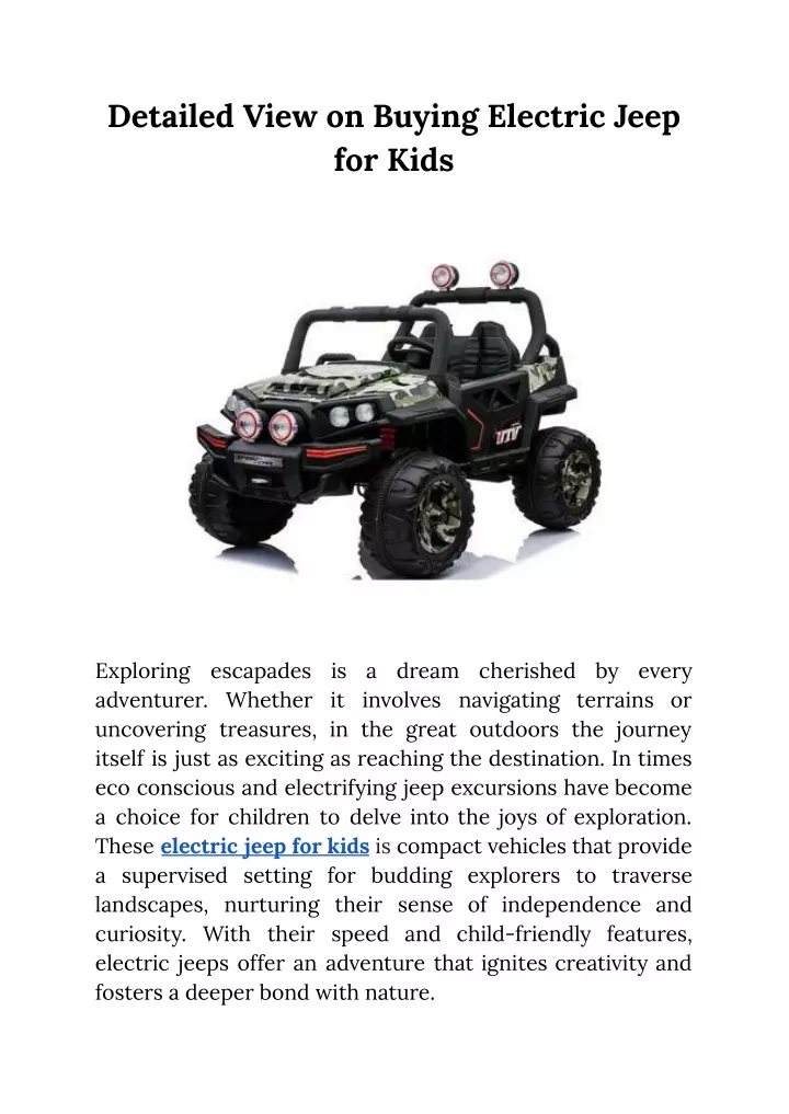 detailed view on buying electric jeep for kids