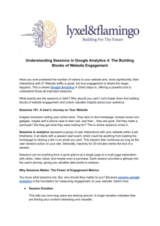 Maximizing Website Insights Effective Session Tracking with Google Analytics by Lyxe&Flamingo