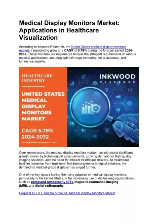 Medical Display Monitors Market: Applications in Healthcare Visualization