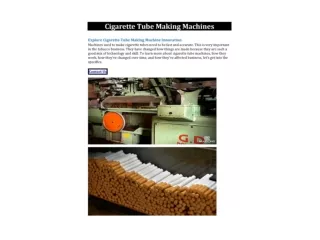 Cigarette Tube Making Machines