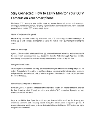 Stay Connected - Mobile Monitoring