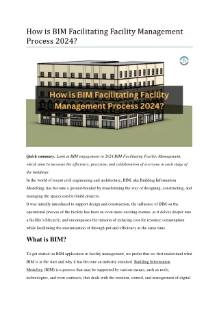 How is BIM Facilitating Facility Management Process 2024