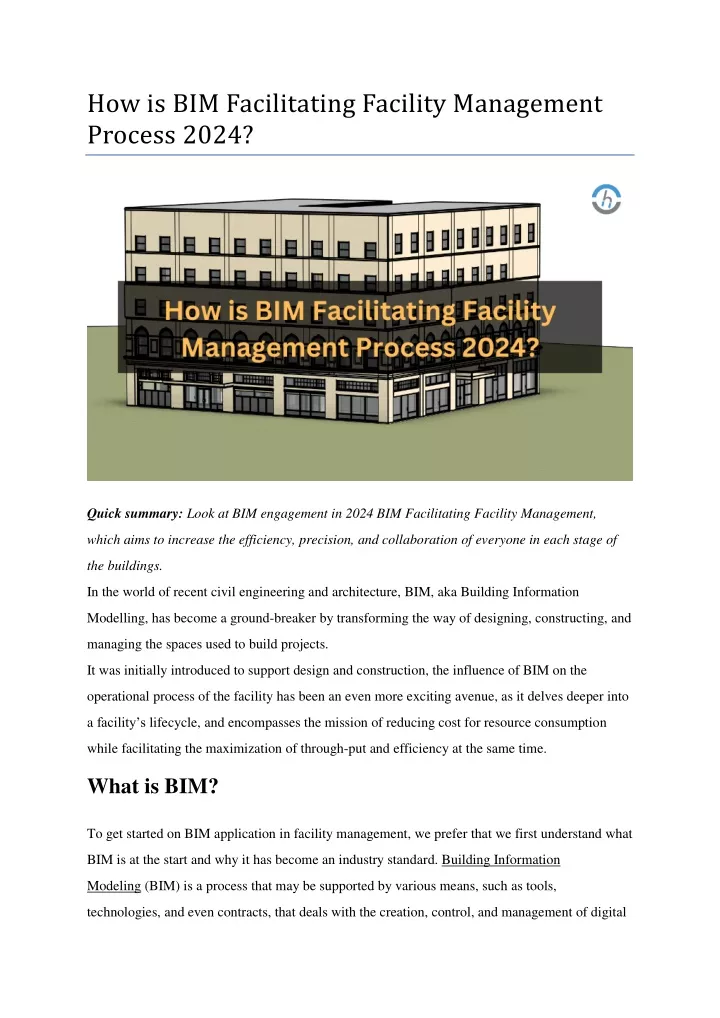 how is bim facilitating facility management