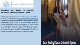 Unlocking the Beauty of Quranic Recitation Mastering Tajweed Online