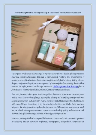 How Subscription Box Kitting can help in a successful subscription box business
