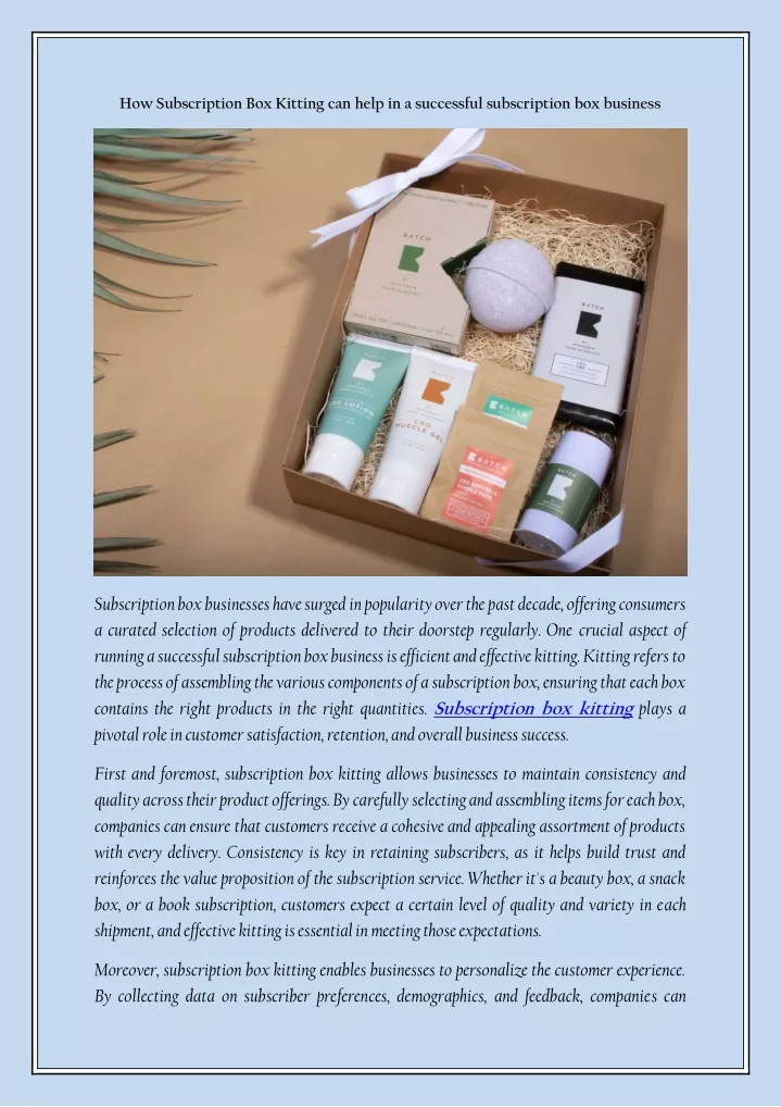 how subscription box kitting can help