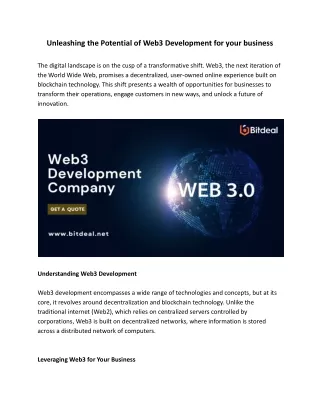 Unleashing the Potential of Web3 Development for your business