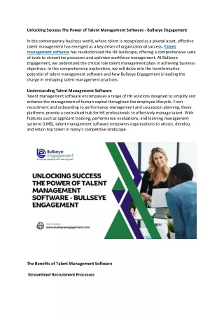 Unlocking Success The Power of Talent Management Software - Bullseye Engagement