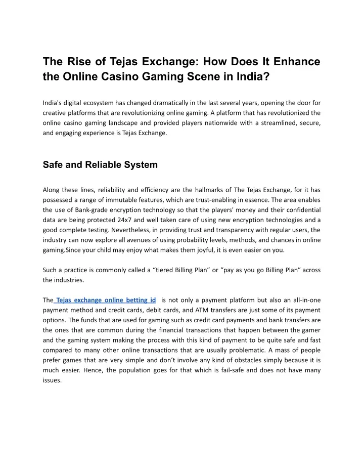 the rise of tejas exchange how does it enhance