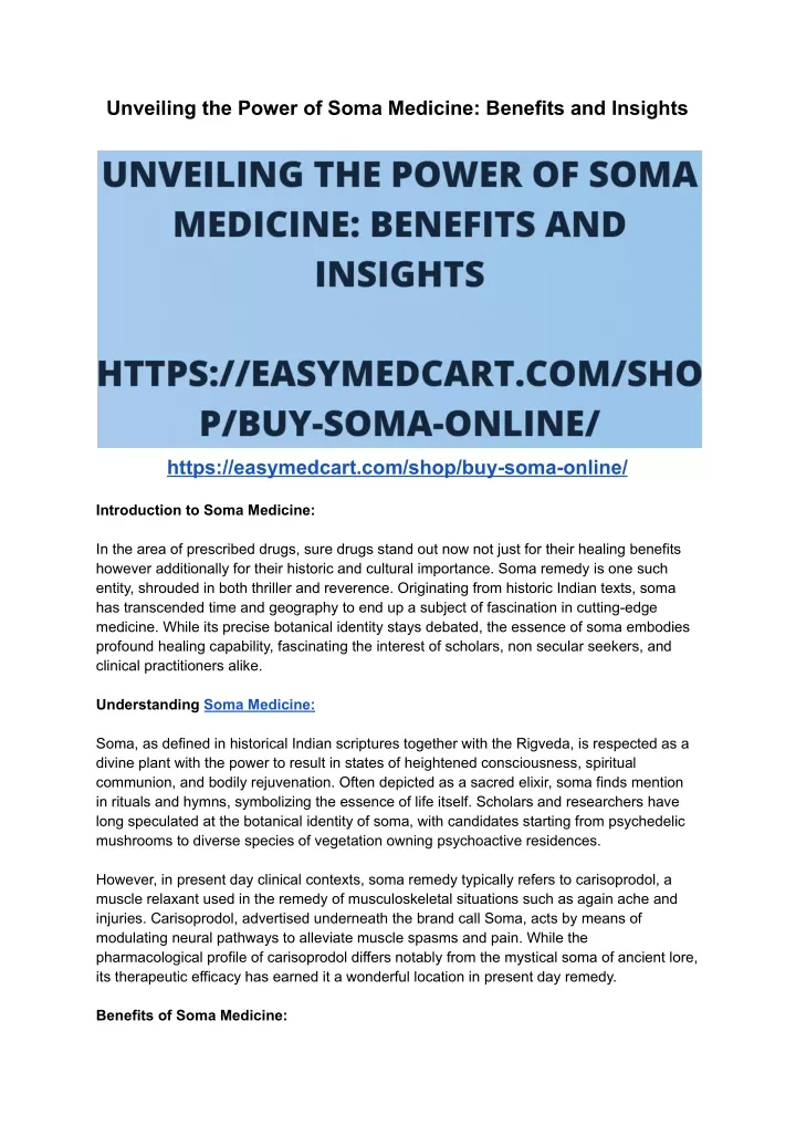 unveiling the power of soma medicine benefits