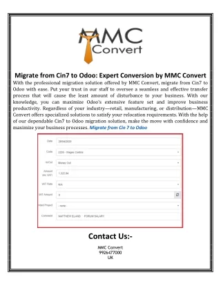 Migrate from Cin7 to Odoo Expert Conversion by MMC Convert