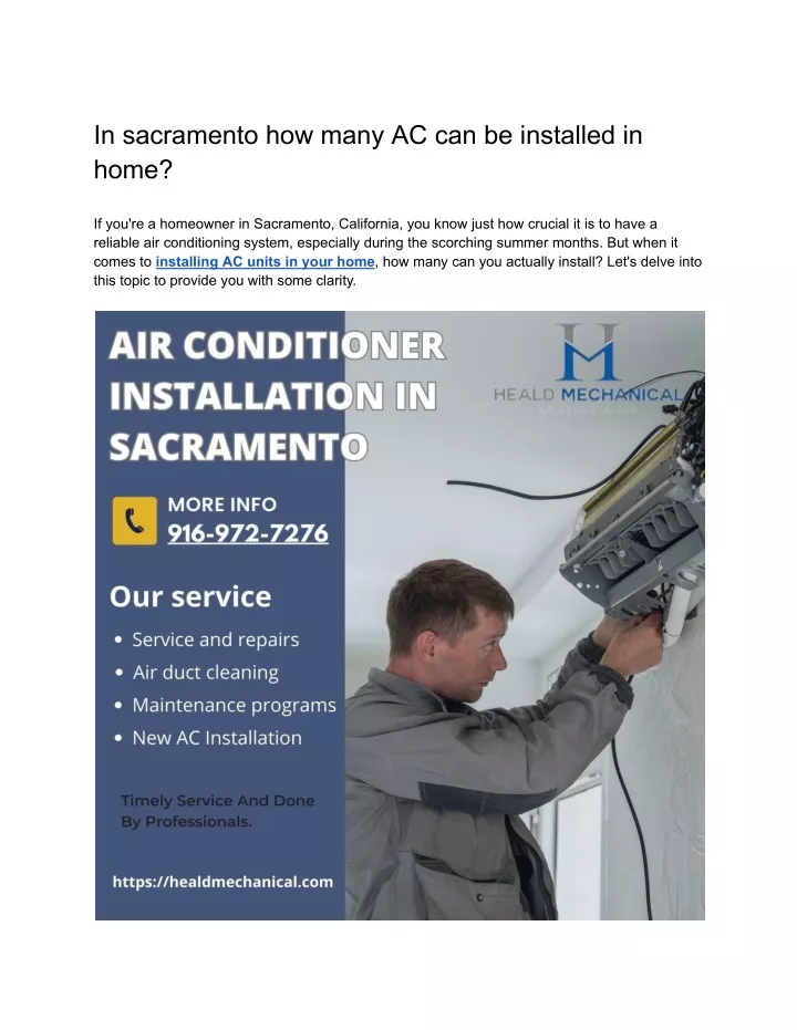 in sacramento how many ac can be installed in home