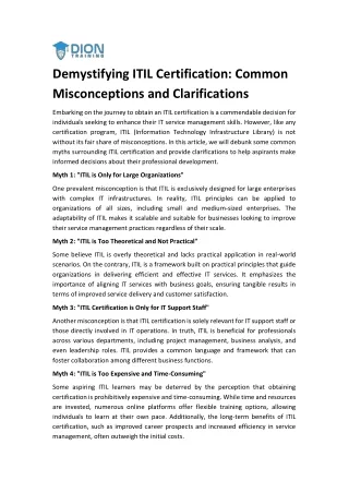 Demystifying ITIL Certification Common Misconceptions and Clarifications