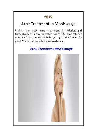 Acne Treatment In Mississauga