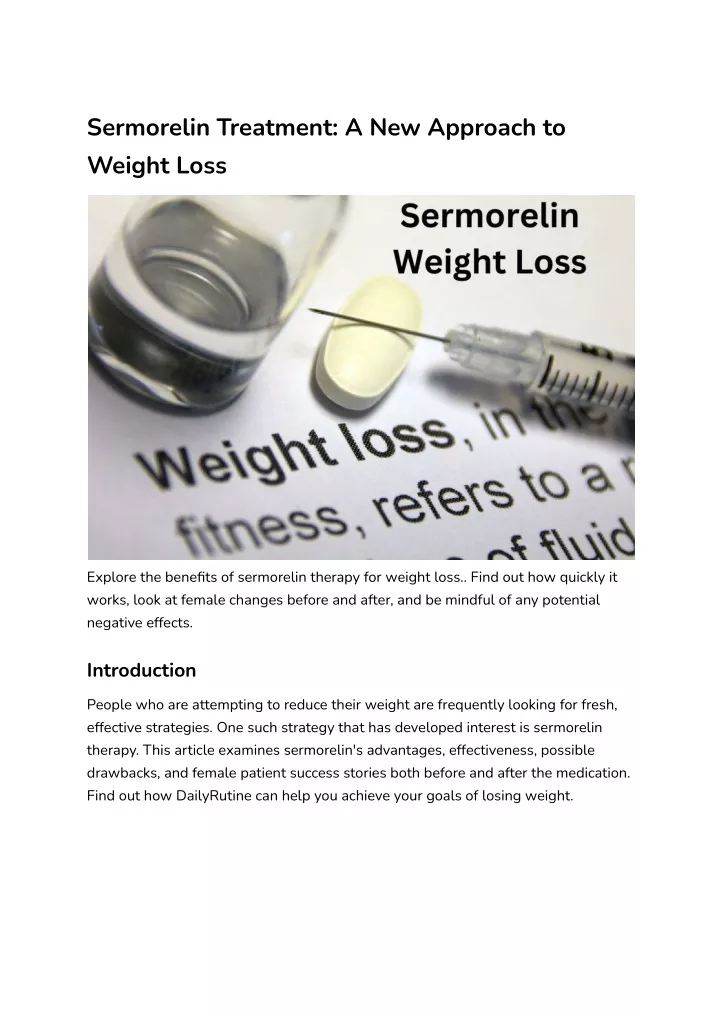 sermorelin treatment a new approach to weight loss