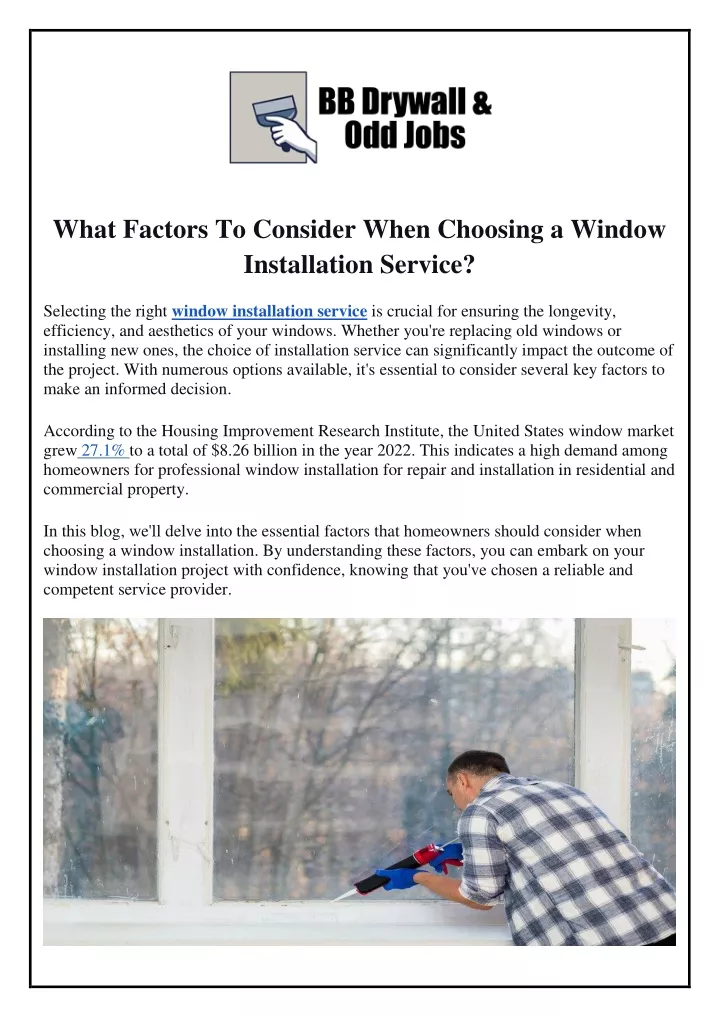 what factors to consider when choosing a window