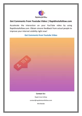 Get Comments From Youtube Video Rapidinstafollow