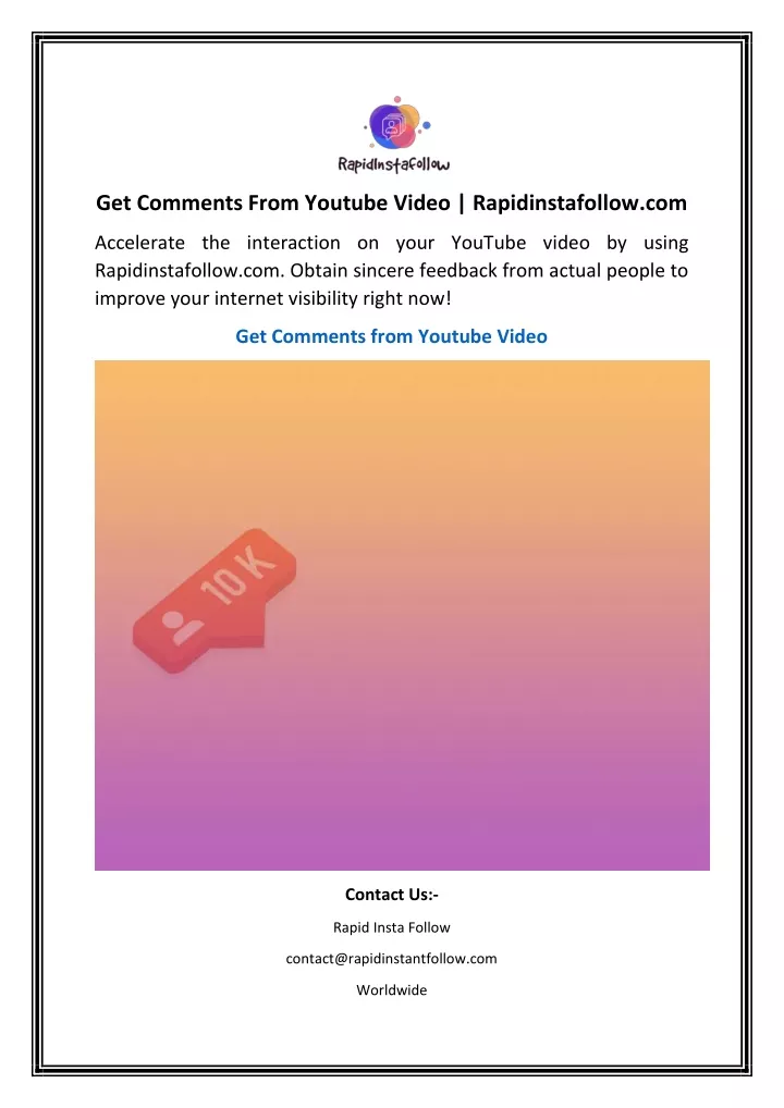 get comments from youtube video rapidinstafollow