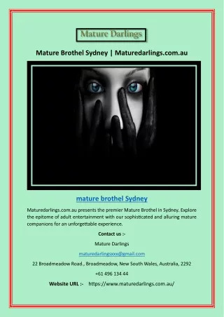 Mature Brothel Sydney | Maturedarlings.com.au
