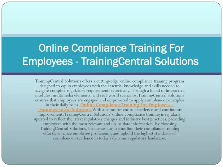 online compliance training for employees trainingcentral solutions