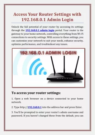 Access Your Router Settings with 192.168.0.1 Admin Login
