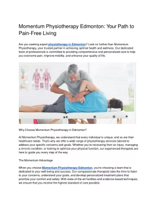Momentum Physiotherapy Edmonton_ Your Path to Pain-Free Living