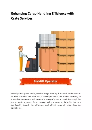 Enhancing Cargo Handling Efficiency with Crate Services