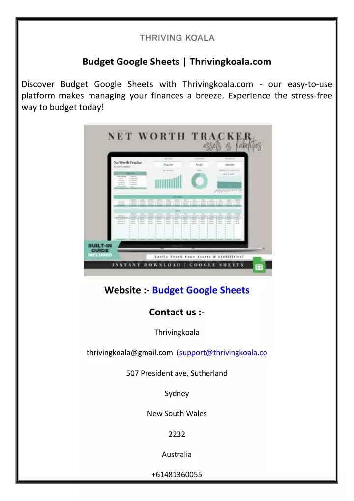 budget google sheets thrivingkoala com