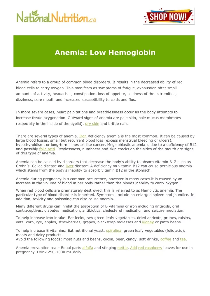 anemia low hemoglobin