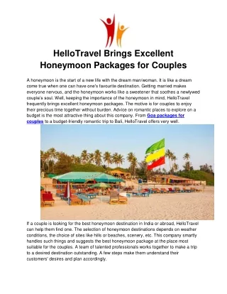 HelloTravel Brings Excellent Honeymoon Packages for Couples