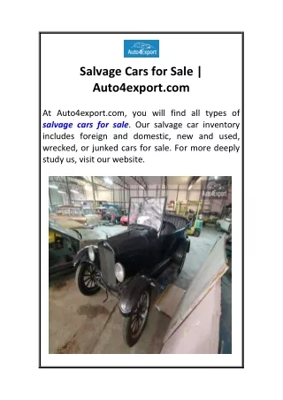 Salvage Cars for Sale  Auto4export.com