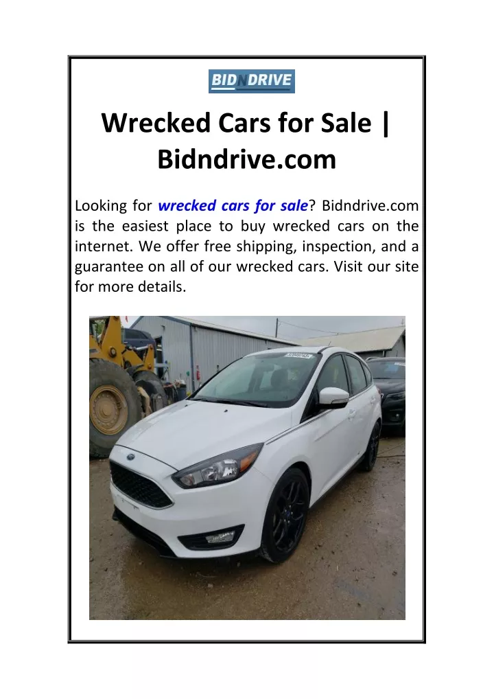 wrecked cars for sale bidndrive com