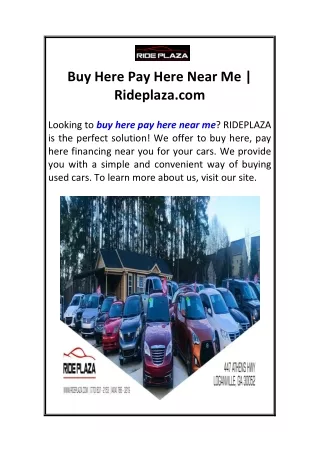 Buy Here Pay Here Near Me  Rideplaza.com