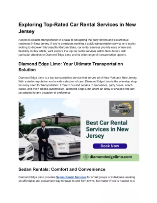 Exploring Top-Rated Car Rental Services in New Jersey