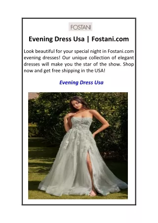 Evening Dress Usa  Fostani.com