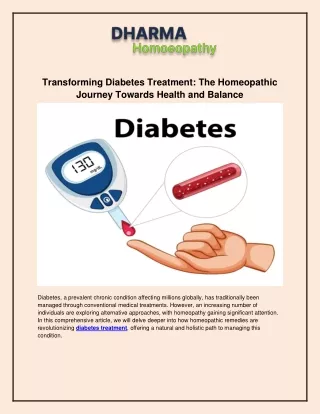 Transforming Diabetes Treatment_ The Homeopathic Journey Towards Health and Balance
