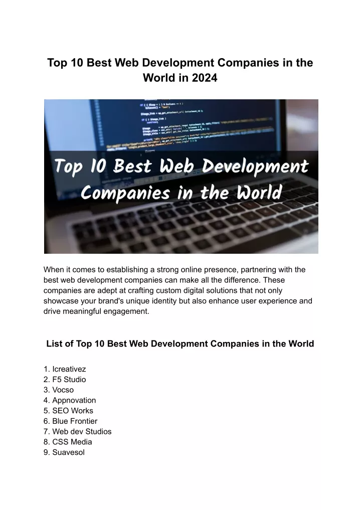 top 10 best web development companies