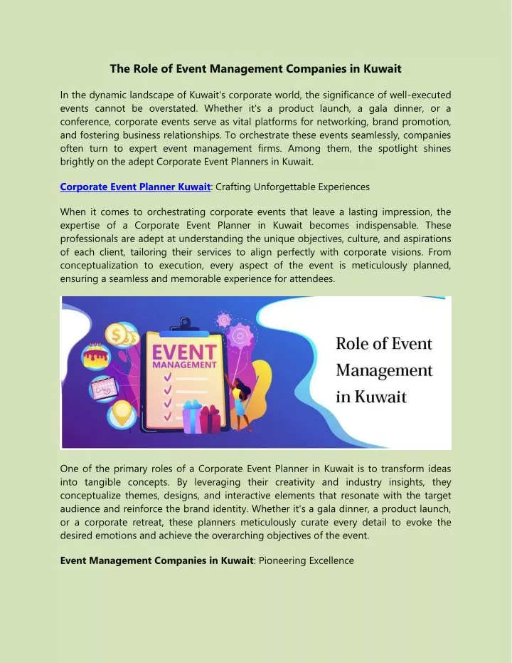 the role of event management companies in kuwait