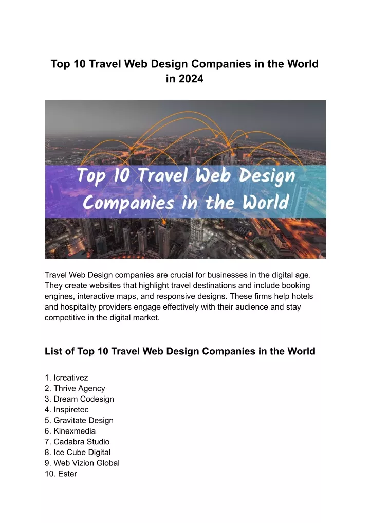 top 10 travel web design companies in the world