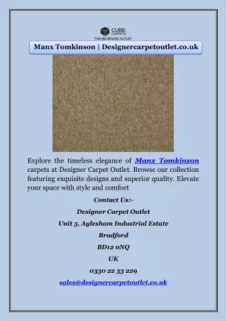 Manx Tomkinson | Designercarpetoutlet.co.uk