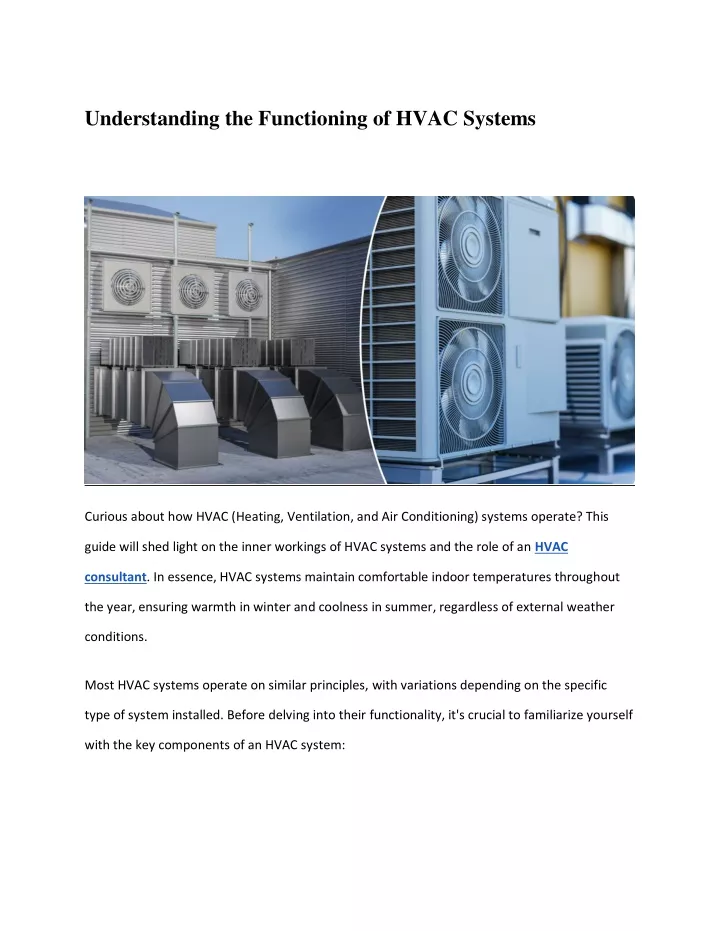 understanding the functioning of hvac systems