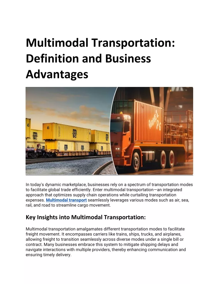 multimodal transportation definition and business